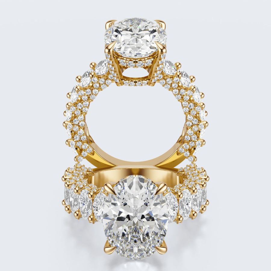 Celestia Oval Halo Moissanite Statement Ring – Gold Plated 925 Silver