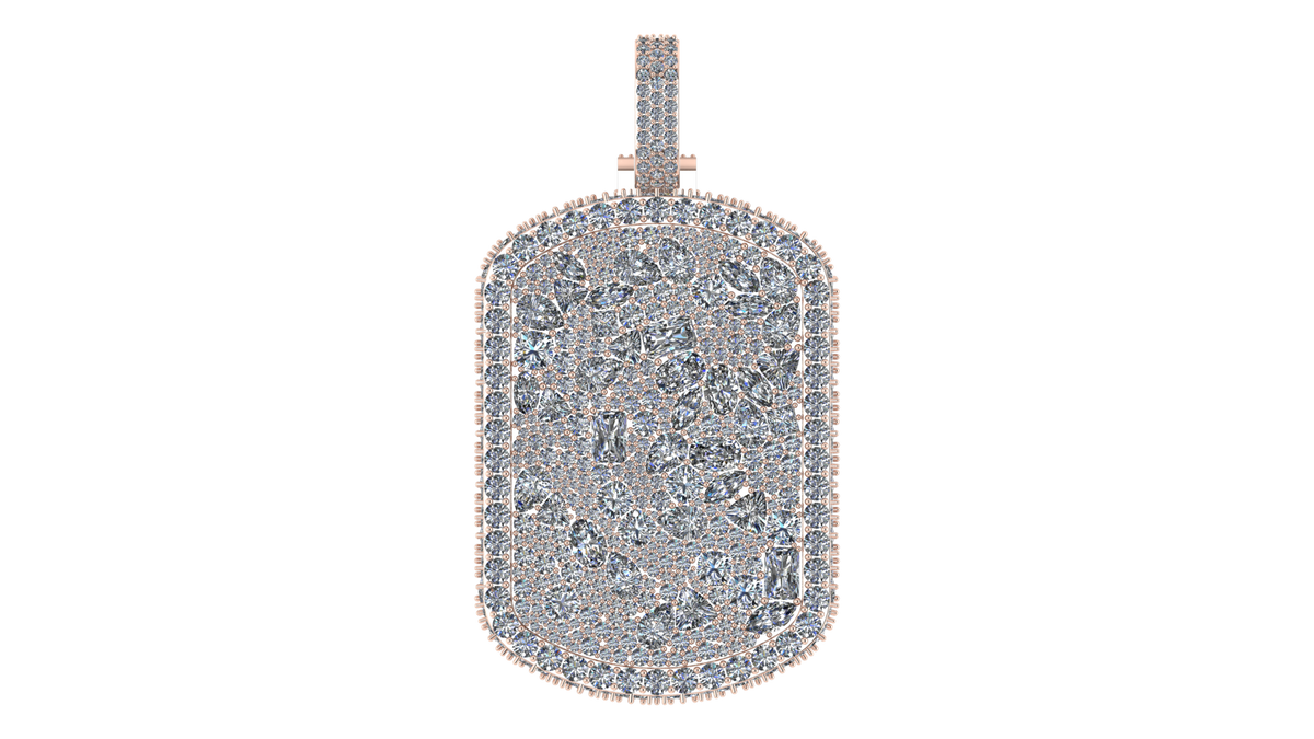 Moissanite Dog Tag Pendant – 925 Sterling Silver