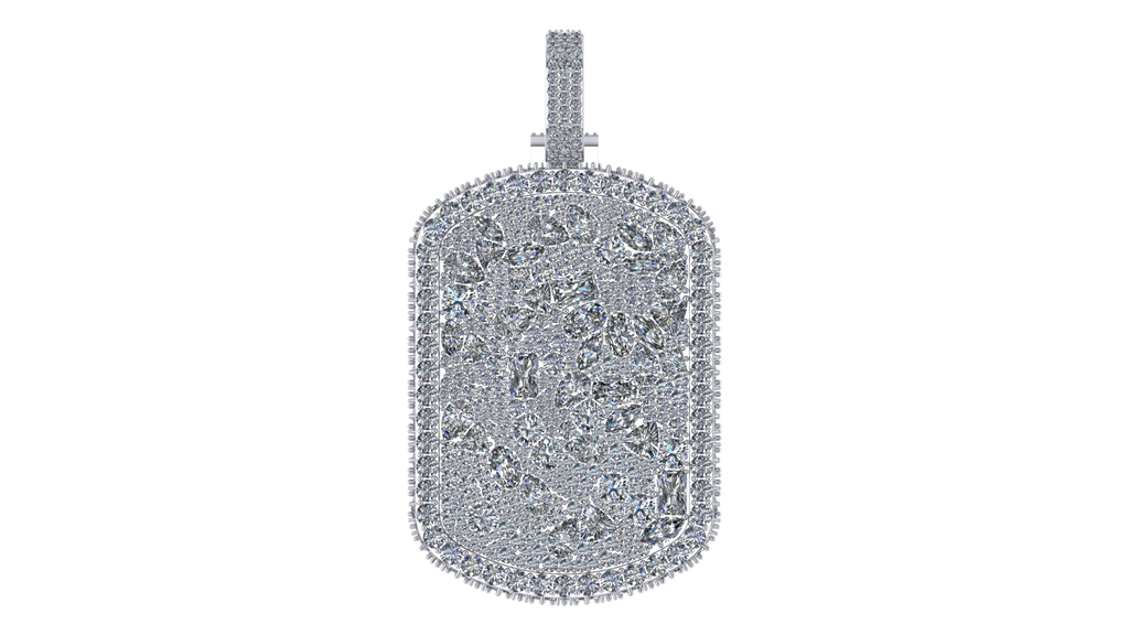 Moissanite Dog Tag Pendant – 925 Sterling Silver