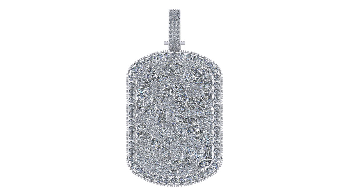 Moissanite Dog Tag Pendant – 925 Sterling Silver