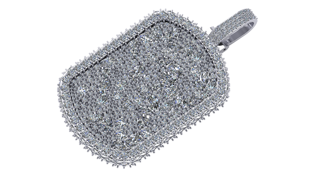 Moissanite Dog Tag Pendant – 925 Sterling Silver