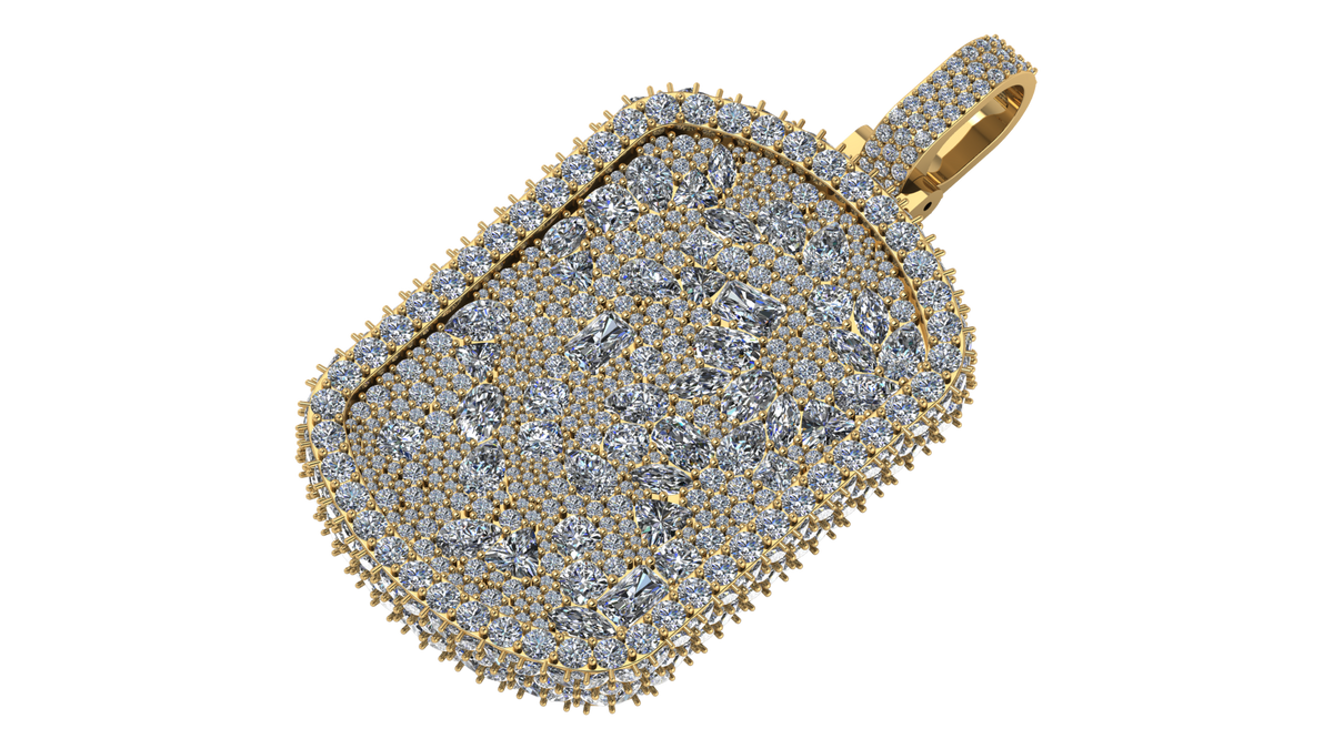 Moissanite Dog Tag Pendant – 925 Sterling Silver