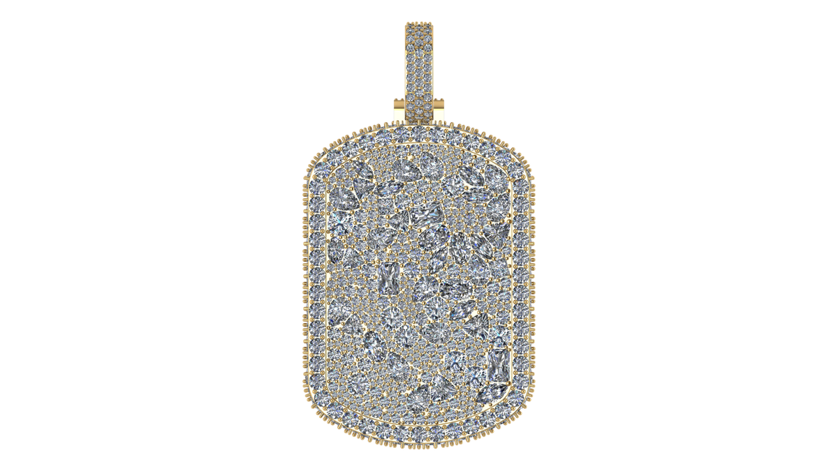 Moissanite Dog Tag Pendant – 925 Sterling Silver
