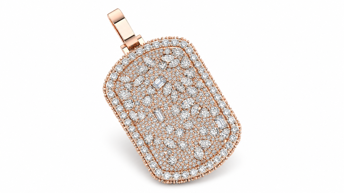 Moissanite Dog Tag Pendant – 925 Sterling Silver