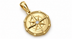 Yellow Gold Large Nautical Compass Medallion Pendant Charm