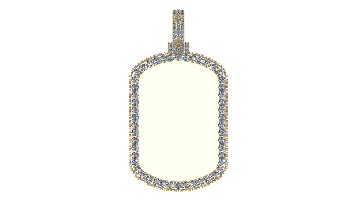 Moissanite Dog Tag Pendant – 925 Sterling Silver