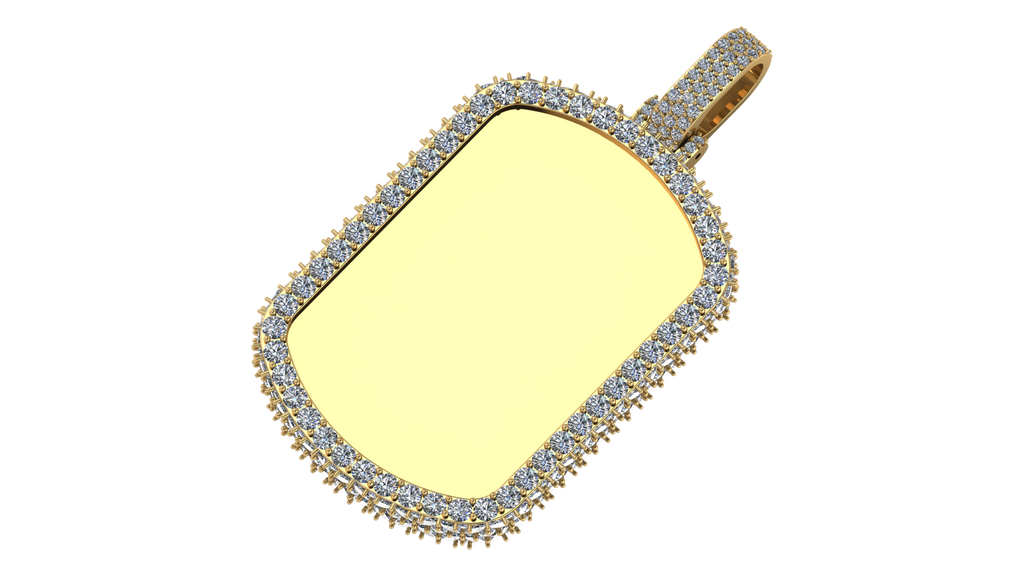 Moissanite Dog Tag Pendant – 925 Sterling Silver