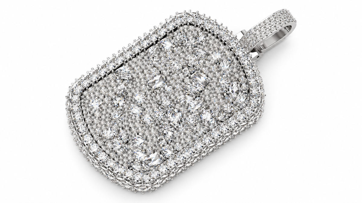 Moissanite Dog Tag Pendant – 925 Sterling Silver