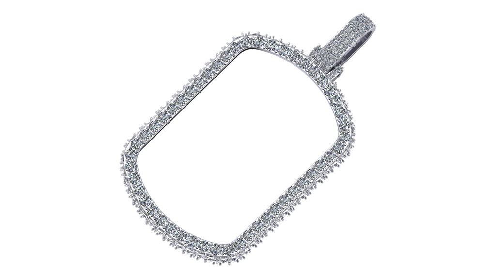 Moissanite Dog Tag Pendant – 925 Sterling Silver