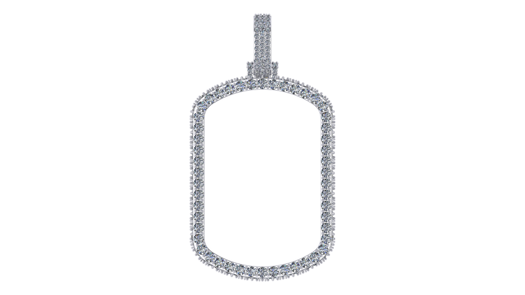 Moissanite Dog Tag Pendant – 925 Sterling Silver
