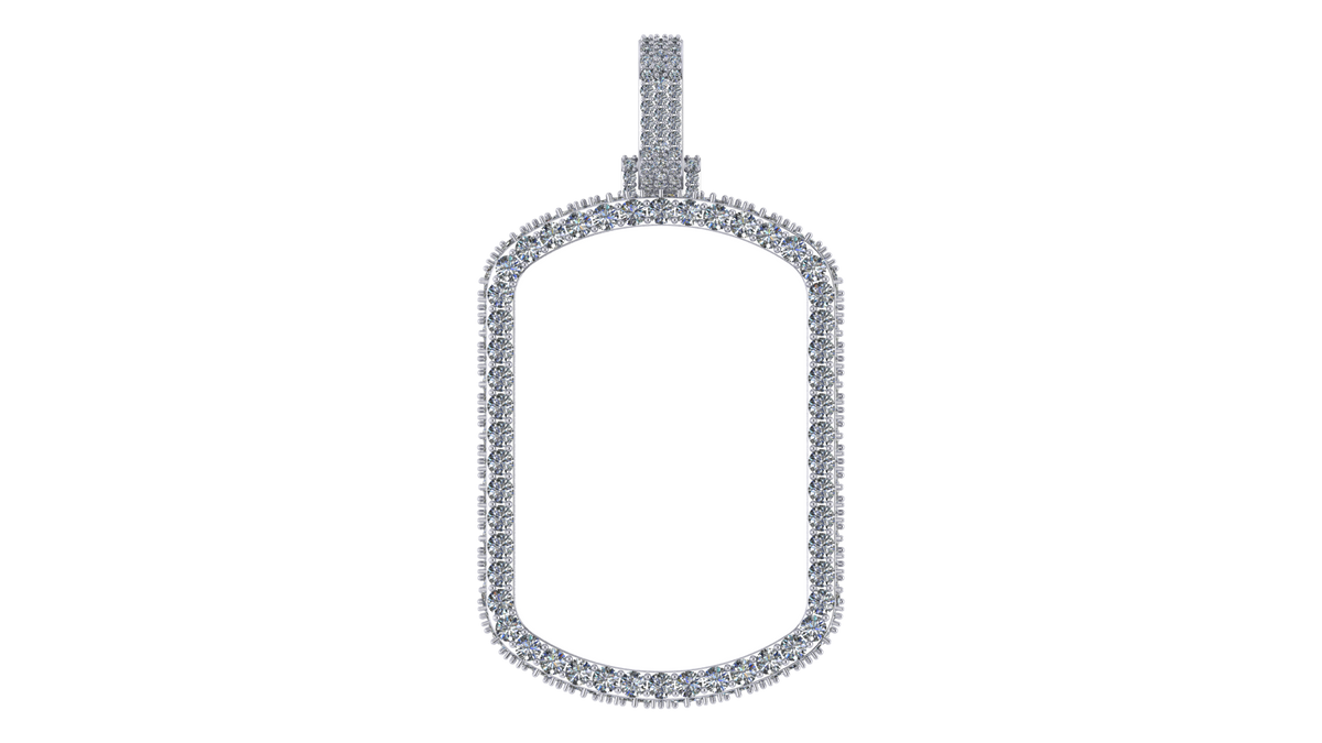 Moissanite Dog Tag Pendant – 925 Sterling Silver