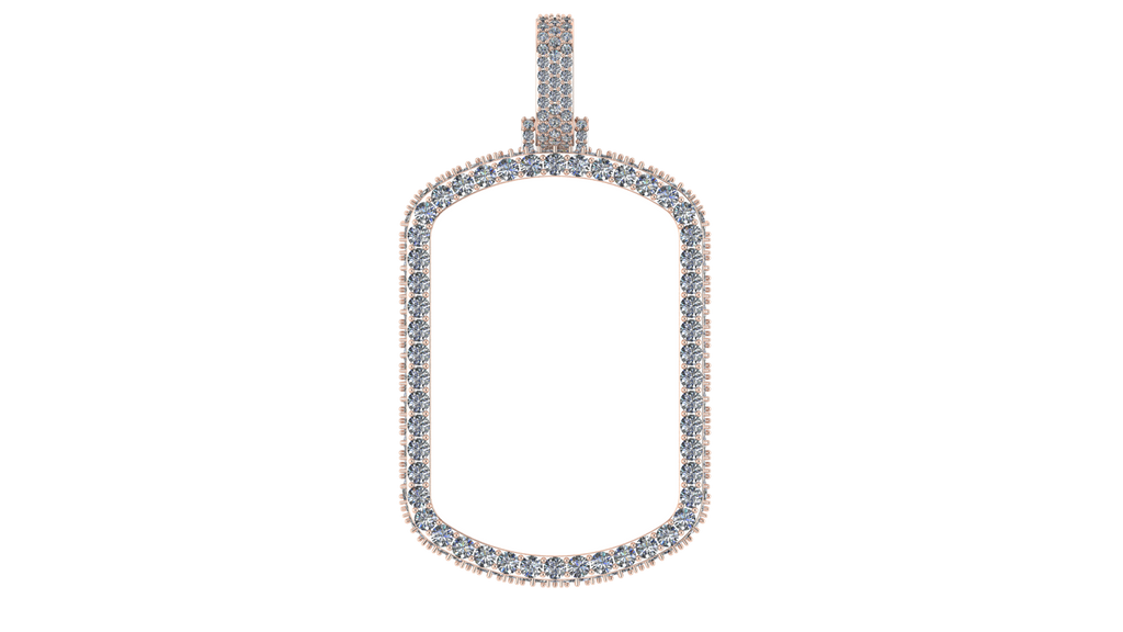 Moissanite Dog Tag Pendant – 925 Sterling Silver