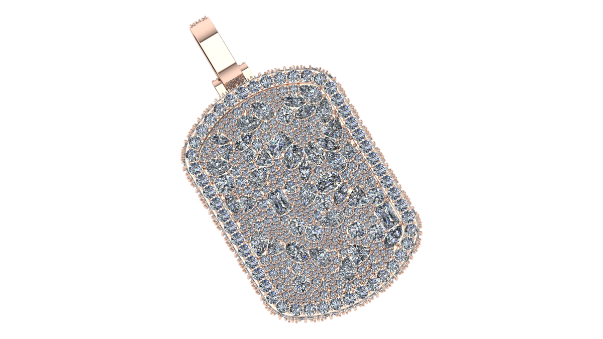 Moissanite Dog Tag Pendant – 925 Sterling Silver