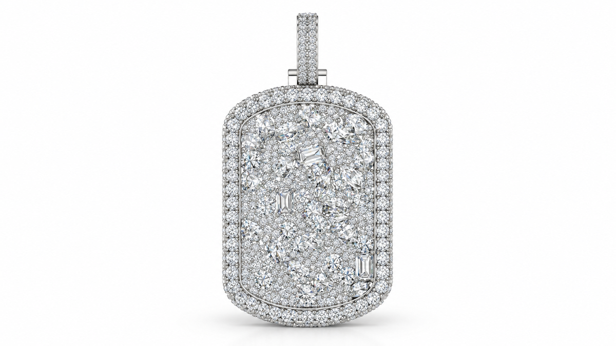 Moissanite Dog Tag Pendant – 925 Sterling Silver