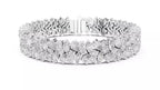 White gold pear and marquise diamond statement bracelet front close-up with box clasp