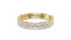 Natural pear and marquise diamond cluster bracelet in yellow gold, front view