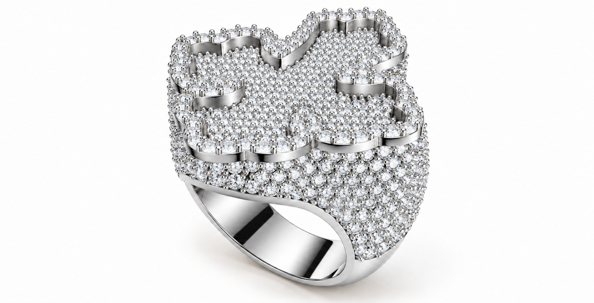Iced Out Clover Ring – Four Leaf Clover Hip Hop Ring