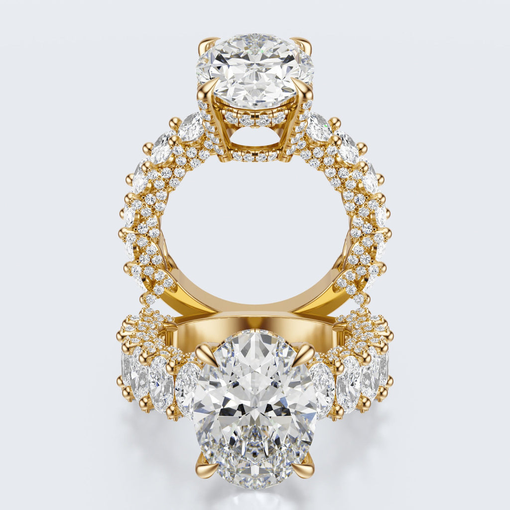Celestia Oval Halo Moissanite Statement Ring – Gold Plated 925 Silver