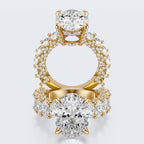 Celestia Oval Halo Moissanite Statement Ring – Gold Plated 925 Silver