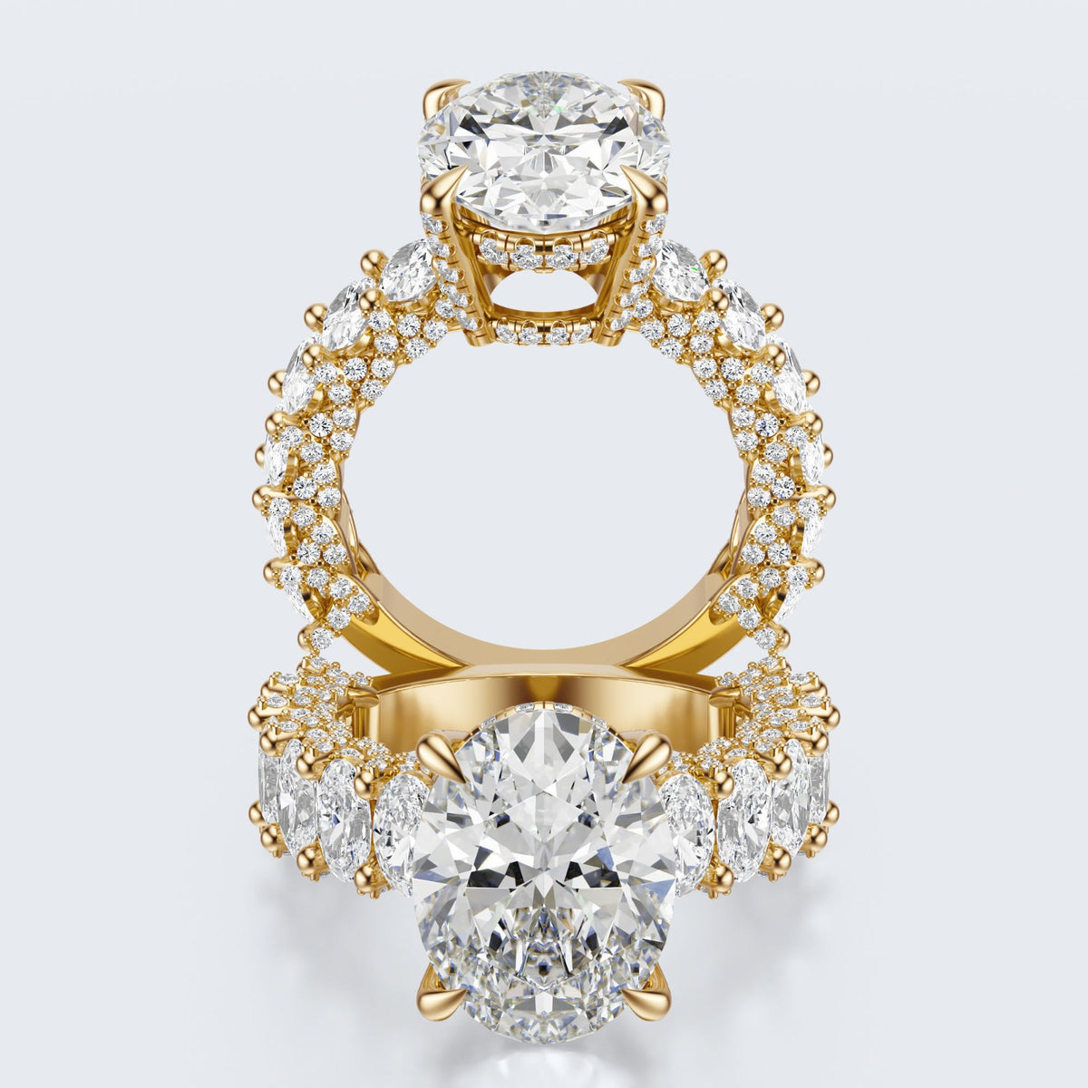 Celestia Oval Halo Moissanite Statement Ring – Gold Plated 925 Silver