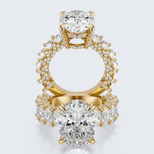 Celestia Oval Halo Moissanite Statement Ring – Gold Plated 925 Silver