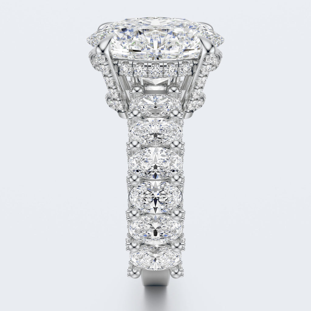 Celestia Oval Halo Moissanite Statement Ring – Gold Plated 925 Silver