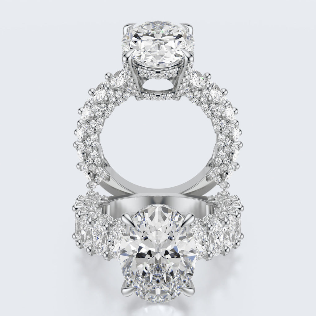 Celestia Oval Halo Moissanite Statement Ring – Gold Plated 925 Silver