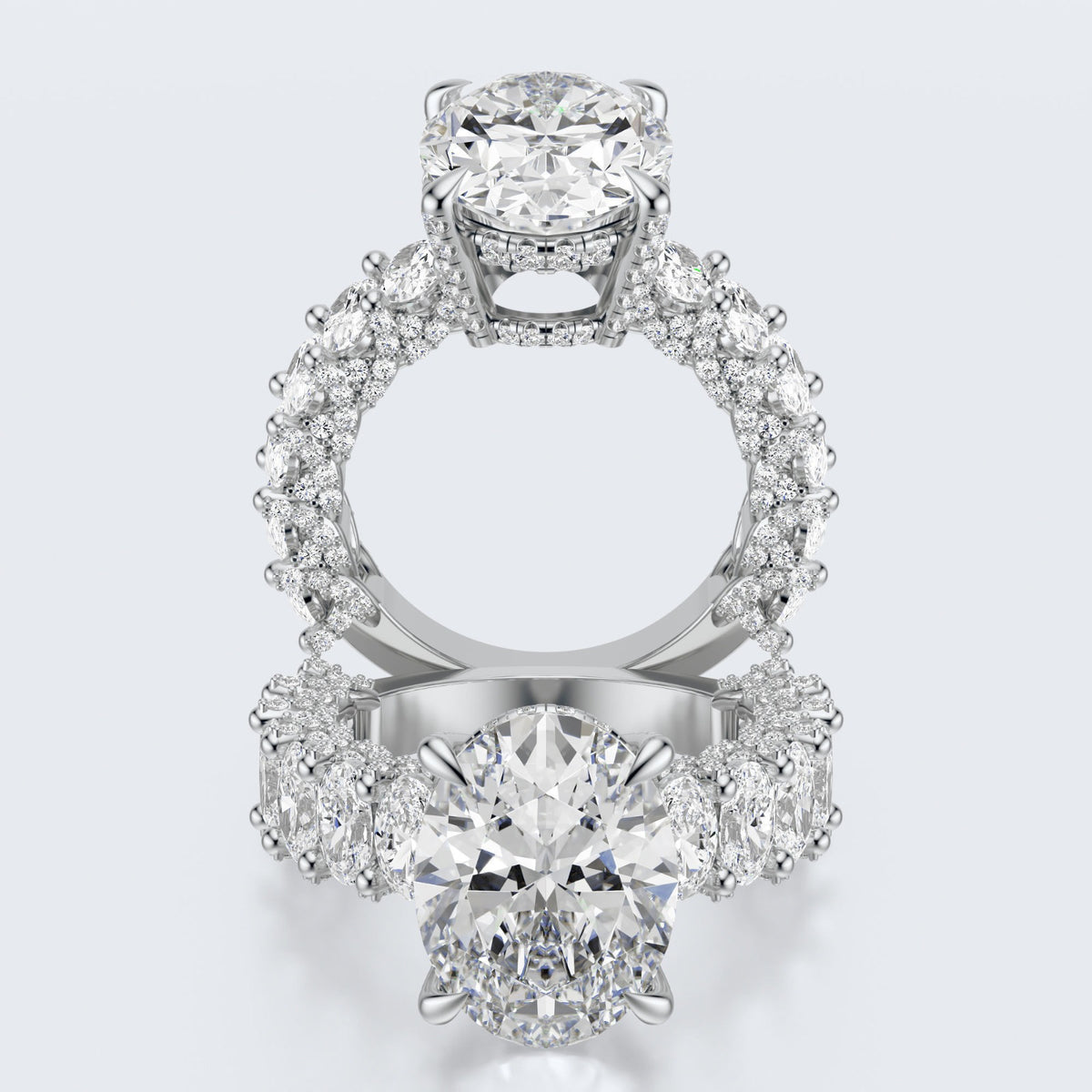 Celestia Oval Halo Moissanite Statement Ring – Gold Plated 925 Silver