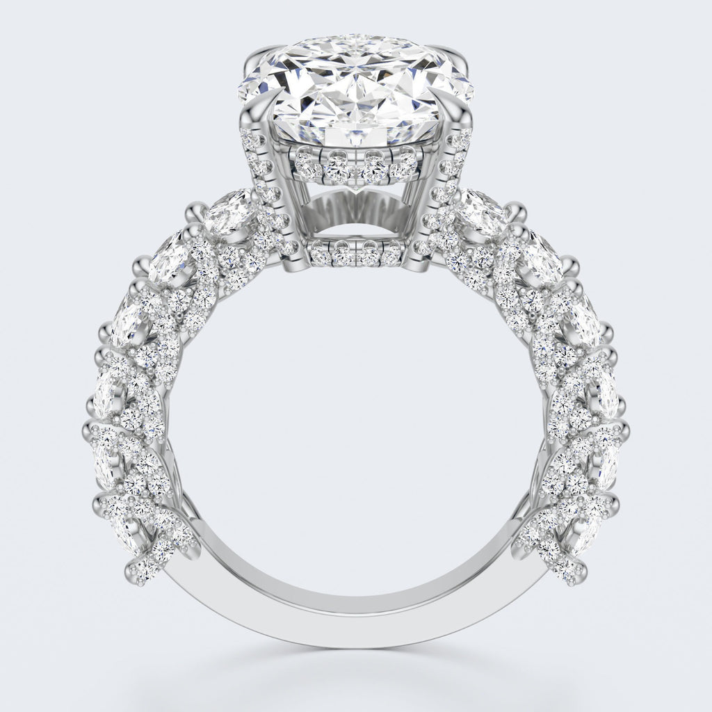 Celestia Oval Halo Moissanite Statement Ring – Gold Plated 925 Silver