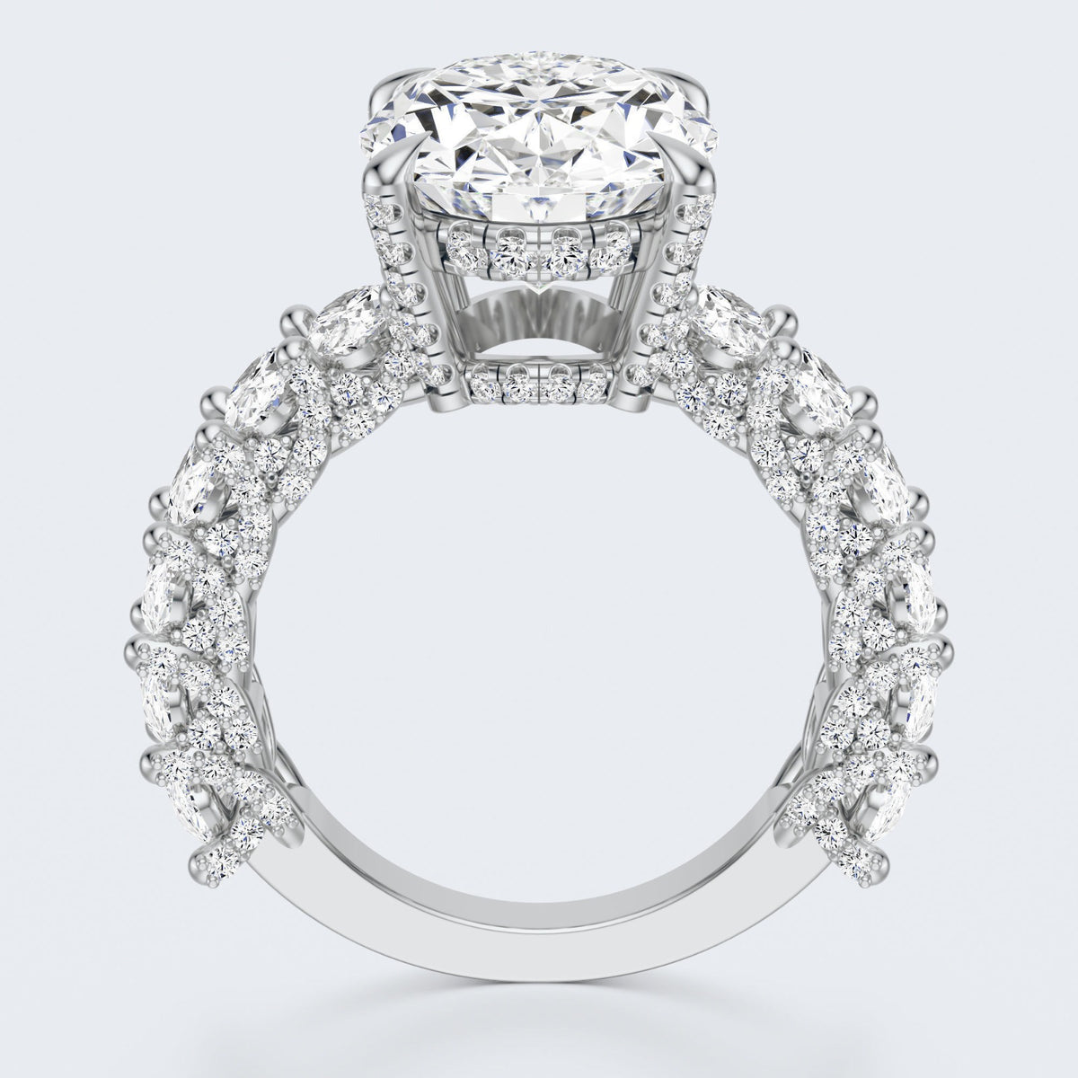 Celestia Oval Halo Moissanite Statement Ring – Gold Plated 925 Silver