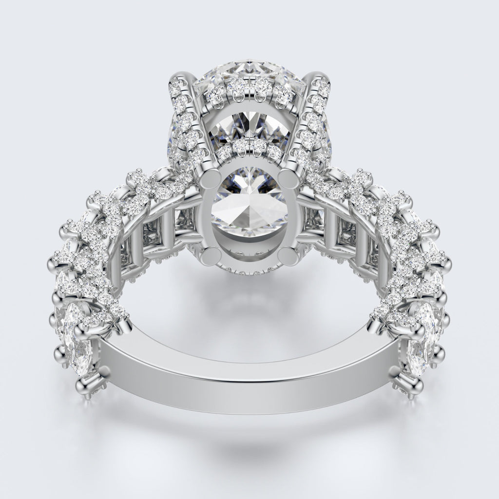 Celestia Oval Halo Moissanite Statement Ring – Gold Plated 925 Silver