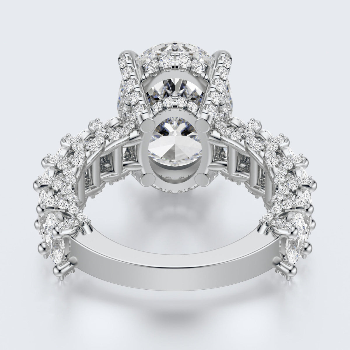 Celestia Oval Halo Moissanite Statement Ring – Gold Plated 925 Silver