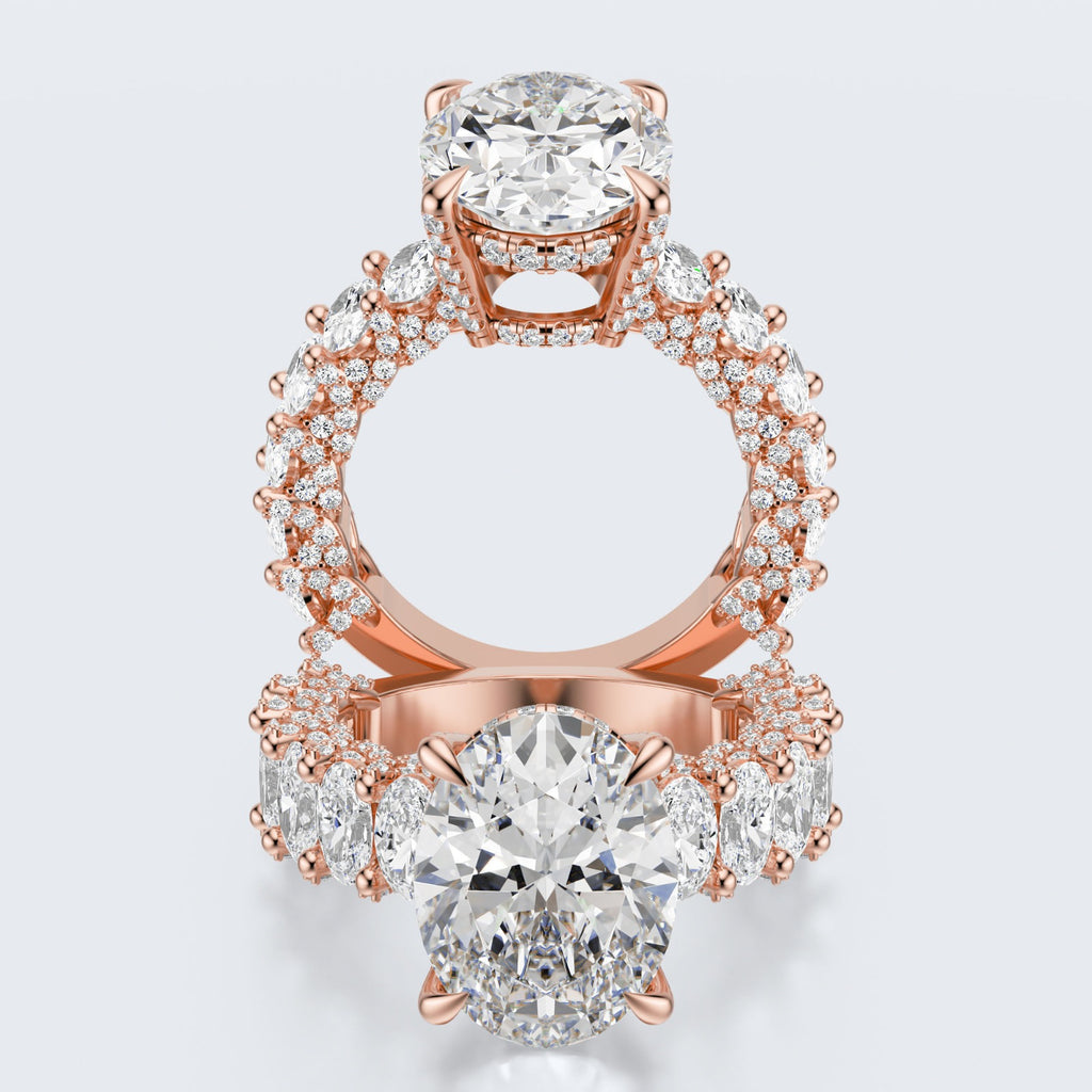 Celestia Oval Halo Moissanite Statement Ring – Gold Plated 925 Silver