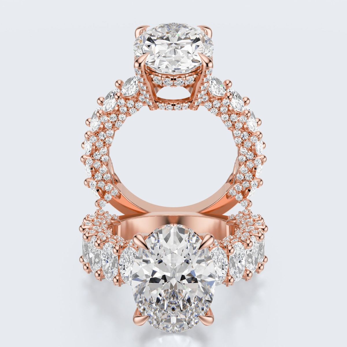 Celestia Oval Halo Moissanite Statement Ring – Gold Plated 925 Silver