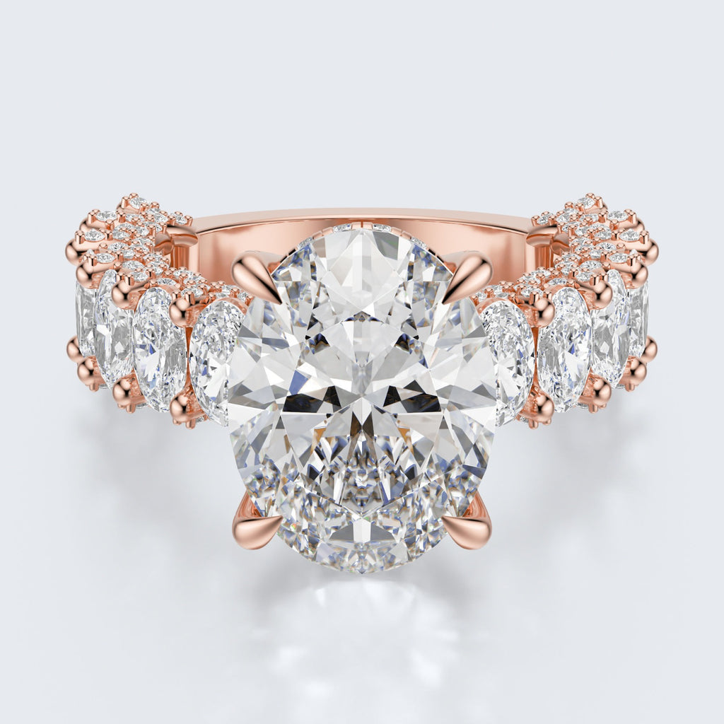 Celestia Oval Halo Moissanite Statement Ring – Gold Plated 925 Silver