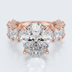 Celestia Oval Halo Moissanite Statement Ring – Gold Plated 925 Silver