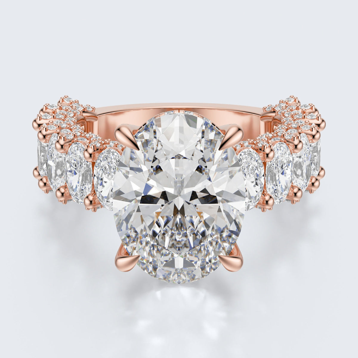 Celestia Oval Halo Moissanite Statement Ring – Gold Plated 925 Silver