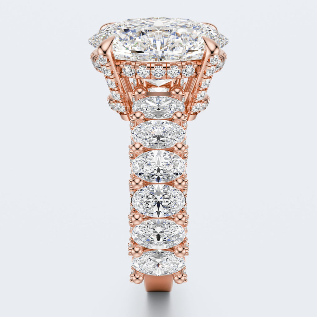 Celestia Oval Halo Moissanite Statement Ring – Gold Plated 925 Silver