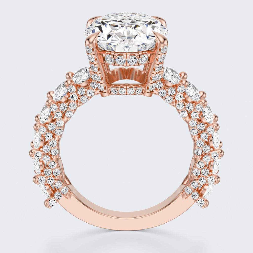 Celestia Oval Halo Moissanite Statement Ring – Gold Plated 925 Silver