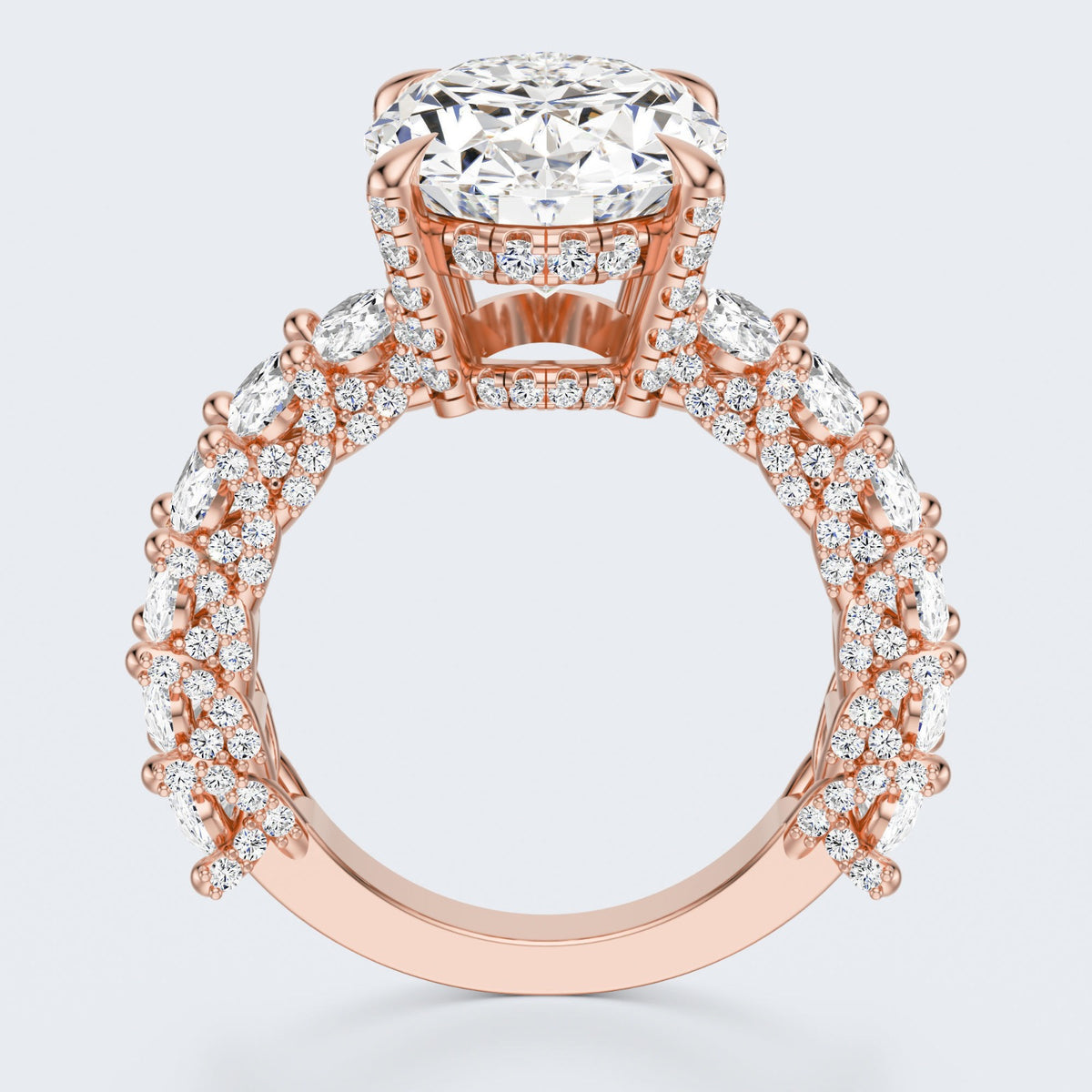 Celestia Oval Halo Moissanite Statement Ring – Gold Plated 925 Silver