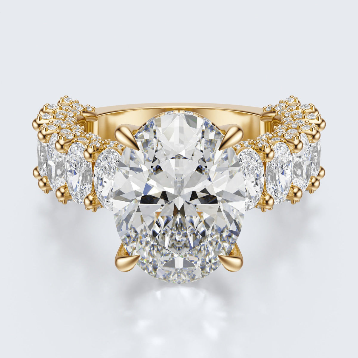 Celestia Oval Halo Moissanite Statement Ring – Gold Plated 925 Silver