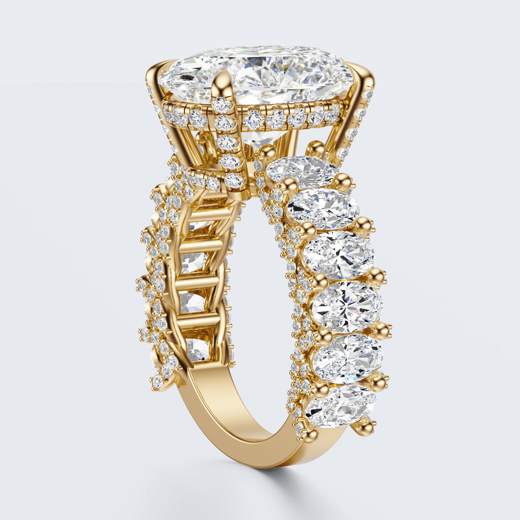 Celestia Oval Halo Moissanite Statement Ring – Gold Plated 925 Silver