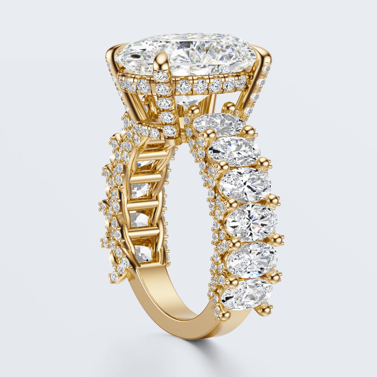 Celestia Oval Halo Moissanite Statement Ring – Gold Plated 925 Silver