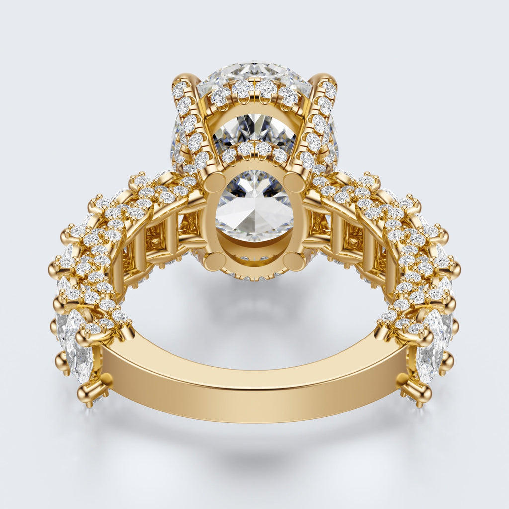 Celestia Oval Halo Moissanite Statement Ring – Gold Plated 925 Silver