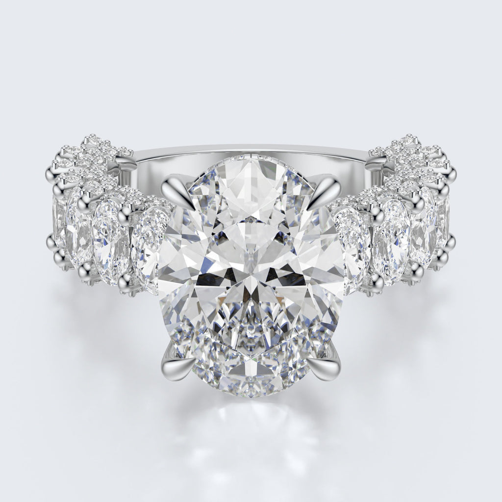 Celestia Oval Halo Moissanite Statement Ring – Gold Plated 925 Silver