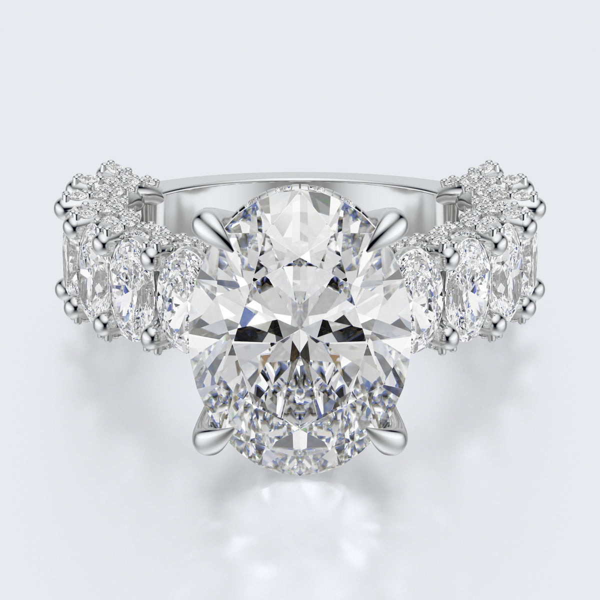 Celestia Oval Halo Moissanite Statement Ring – Gold Plated 925 Silver