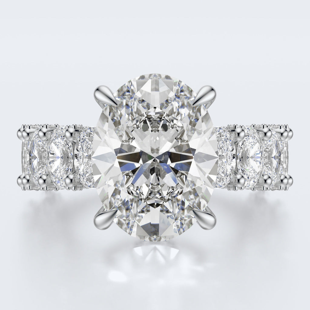 Celestia Oval Halo Moissanite Statement Ring – Gold Plated 925 Silver