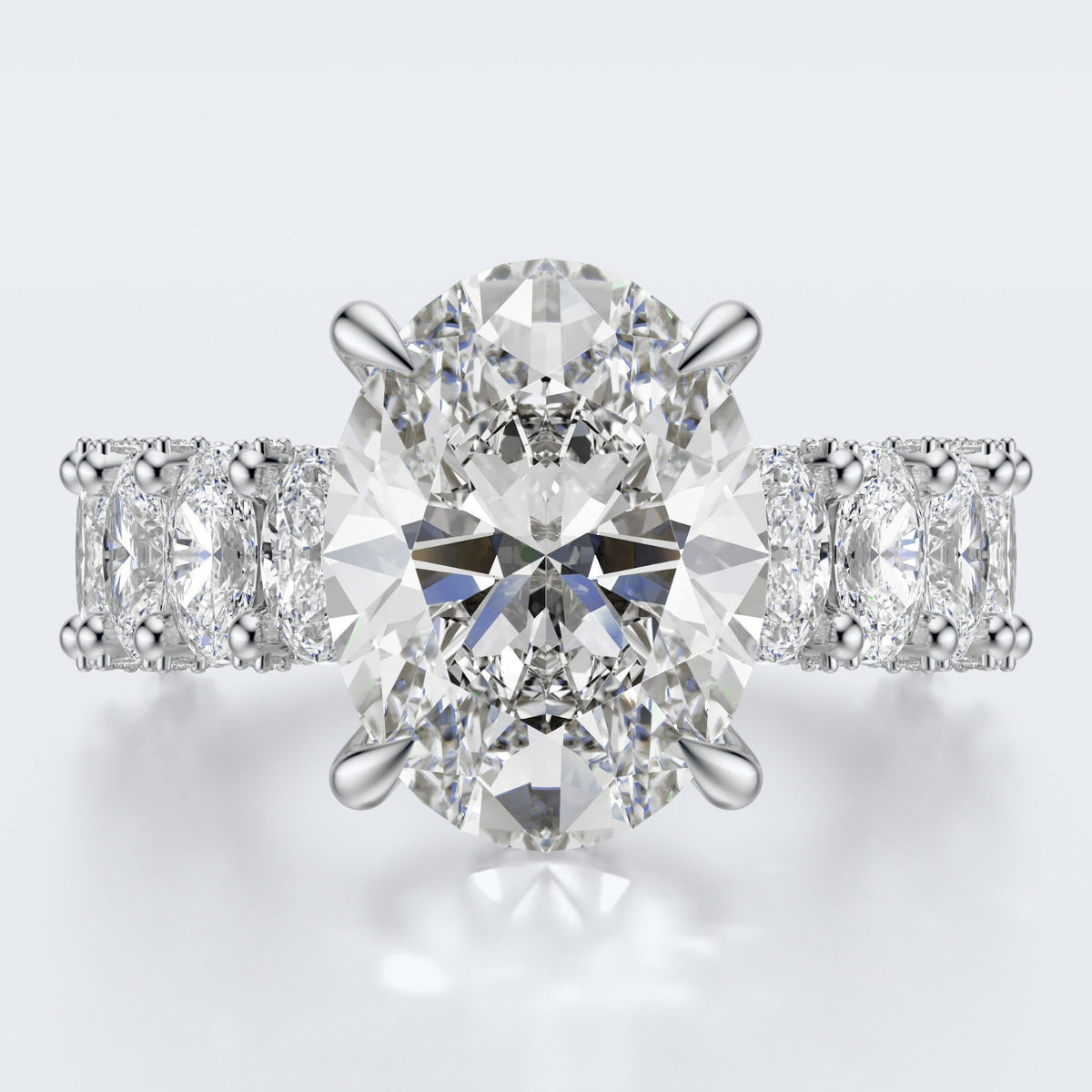 Celestia Oval Halo Moissanite Statement Ring – Gold Plated 925 Silver