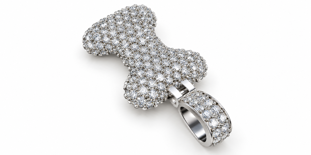 Iced Out Dog Bone Pendant – Pave Bone Charm Pendant