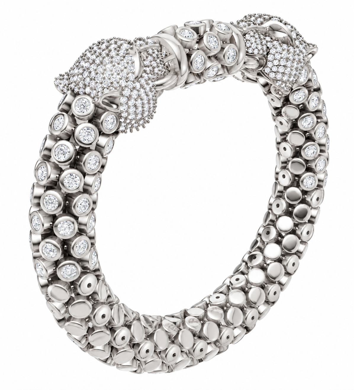Twin Panther Head Moissanite Bracelet – 925 Sterling Silver
